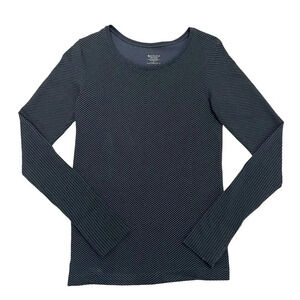 Athleta Grey Striped Patterned  Long Sleeve Athletic Workout Top Thick Women's S